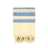 fouta doublée éponge fidji royal 90x160 cm, 100 % coton 340 g/m², épaisse et absorbante, idéale pour la plage, piscine ou salle de bain et en paréo

