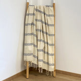 fouta plate traditionnelle calliope royal 100x200 cm ou 200x200 cm coton 190 g/m², absorbante, légère et peu encombrante pour la plage ou la maison. se transforme en paréo.
