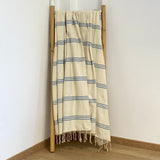 fouta plate traditionnelle calliope turquoise 100x200 cm ou 200x200cm coton 190 g/m², absorbante, légère et peu encombrante pour la plage ou la maison. se transforme en paréo