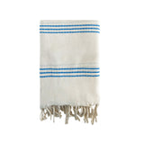 fouta plate traditionnelle calliope turquoise 100x200 cm ou 200x200 cm coton 190 g/m², absorbante, légère et peu encombrante pour la plage ou la maison. se transforme en paréo