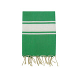 fouta plate traditionnelle kozo vert émeraude 100x200 cm, coton 190 g/m², absorbante, légère et peu encombrante pour la plage ou la maison. se transforme en paréo