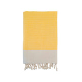 fouta traditionnelle nid d’abeille athena tournesol 100x200 cm ou 200x200cm 100 % coton 190 g/m², absorbante, légère et peu encombrante pour la plage ou la maison. Se transforme en paréo