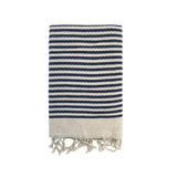 fouta traditionnelle nid d’abeille yadara bleu marine 100x200 cm ou 200x200 cm 100 % coton 190 g/m², absorbante, légère et peu encombrante pour la plage ou la maison. Se transforme en paréo