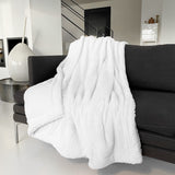 Plaid cocoon blanc 130x170cm, recto imitation lapin et verso mouton 610g/m², ultra doux pour un confort chaleureux