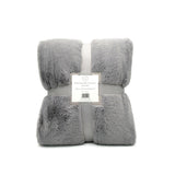 Plaid cocoon gris clair 130x170cm, recto imitation lapin et verso mouton 610g/m², ultra doux pour un confort chaleureux