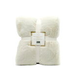 Plaid cocoon off white 130x170cm, recto imitation lapin et verso mouton 610g/m², ultra doux pour un confort chaleureux
