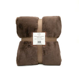 Plaid cocoon Taupe foncé 130x170cm, recto imitation lapin et verso mouton 610g/m², ultra doux pour un confort chaleureux