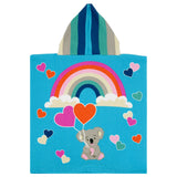 Poncho de plage enfant en microfibre koala 60x120cm 250g/m² motifs imprimés, idéal plage et piscine, séchage rapide, peu encombrant