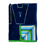 Serviette de plage éponge Velours Jacquard Vany 75x150 cm, 400 g/m², 100 % coton, éponge velours Jacquard, douce et absorbante, parfaite pour plage et piscine.