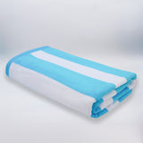 serviette de plage éponge velours jacquard bahia bleu turquoise 100x175 470g/m² douce et absorbante, parfaite pour plage, piscine ou sport