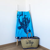 serviette de plage éponge velours jacquard Bellia taille L 100 % coton, ,douce, absorbante et légère, idéale pour plage et piscine.