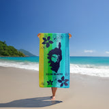 serviette de plage éponge velours jacquard multicolore ibisco 90x170 cm 400g/m² motif Corsica douce et absorbante, idéale pour la piscine ou la plage