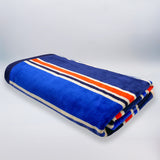 serviette de plage éponge velours jacquard kapados bleu 100x175 470g/m² douce et absorbante, parfaite pour plage, piscine ou sport