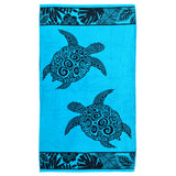 serviette de plage éponge velours jacquard lagao taille 90x170cm coton 100 % 400 g/m² absorbante et confortable, parfait pour plage, piscine ou sport.