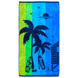 Serviette plage velours jacquard milatos 100% coton 90x170 cm, 400 g/m², douce, absorbante et confortable, pour plage, piscine