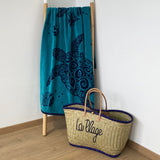 serviette de plage éponge velours jacquard Osa taille L 90x170cm légère et absorbante, séchage rapide, transformable en paréo, idéale plage.