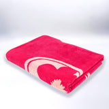 serviette de plage éponge velours jacquard tunga rose 90x170cm 400g/m² douce et absorbante, idéale piscine, plage ou salle de bain