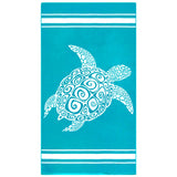serviette de plage éponge velours jacquard ushaka  90x170cm en coton 400g/m² douce et absorbante, idéale plage et piscine.