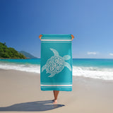 serviette de plage éponge velours jacquard ushaka L 90x170cm en coton 400g/m² douce et absorbante, idéale plage et piscine.