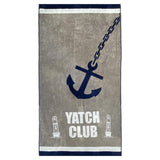 serviette de plage éponge velours jacquard yacht club taille 95x175cm  440 g/m² absorbante et légère, parfaite pour plage ou piscine.