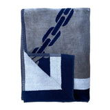 serviette de plage éponge velours jacquard Yacht club Taille L légère  et séchage rapide, pratique pour plage, piscine ou voyage.