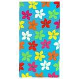 serviette de plage microfibre multicolore blooming 90x170 cm 220g/m² motifs fleurs douce et absorbante, idéale pour la piscine ou la plage