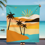serviette de plage microfibre multicolore sandwood 140x170 cm 220g/m² motifs fleurs douce et absorbante, idéale pour la piscine ou la plage