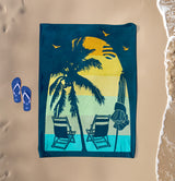 serviette de plage XL éponge velours Jacquard arche vert 140x180 400g/m² douce, absorbante et idéale pour plage et piscine