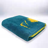 Serviette de plage XL éponge velours Jacquard arche vert 140x180 400g/m² douce, absorbante et idéale pour plage et piscine