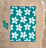 serviette de plage XL éponge velours jacquard bleu bargara 140x180 cm 400g/m² douce, absorbante et idéale pour plage et piscine