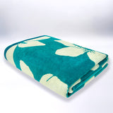 serviette de plage XL éponge velours jacquard bleu bargara 140x180 cm 400g/m² douce, absorbante et idéale pour plage et piscine