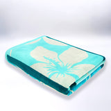 serviette de plage éponge velours jacquard miyako bleu 90x170cm 400g/m² douce et absorbante, idéale piscine, plage ou salle de bain.