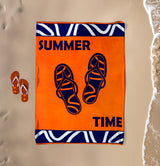 serviette de plage velours jacquard zamani XL orange 140x180cm 400g/m²  douce, absorbante parfaite pour plage et piscine.