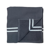 Fouta coton doublée éponge Waffle anthracite 90x170cm 355gm² 100 % coton, absorbante et légère, séchage rapide, idéale plage, piscine ou salle de bain.