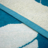 zoom serviette de plage XL éponge velours jacquard bleu bargara 140x180cm 400g/m² douce, absorbante et idéale pour plage et piscine