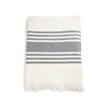 fouta doublée éponge karabuk navy 140x180 cm, XL 100 % coton 380 g/m², épaisse et absorbante, idéale pour la plage, piscine ou salle de bain et en paréo. 


