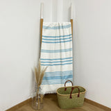 fouta doublée éponge karabuk turquoise 140x180 cm, XL 100 % coton 380 g/m², épaisse et absorbante, idéale pour la plage, piscine ou salle de bain et en paréo. 