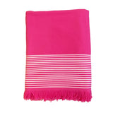 fouta doublée éponge paski fuchsia taille XL 140x180 cm, 100 % coton, 300 g/m², épaisse et absorbante, idéale pour la plage, piscine ou salle de bain et en paréo