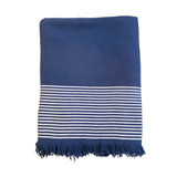 fouta doublée éponge paski navy taille XL 140x180 cm, 100 % coton, 300 g/m², épaisse et absorbante, idéale pour la plage, piscine ou salle de bain et en paréo