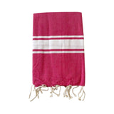 fouta plate traditionnelle kozo fuchsia 100x200 cm, coton 190 g/m², absorbante, légère et peu encombrante pour la plage ou la maison. se transforme en paréo
