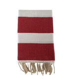 fouta plate traditionnelle transat rouge 100x200 cm, coton 190 g/m², absorbante, légère et peu encombrante pour la plage ou la maison. Se transforme en paréo.
