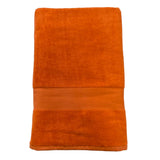 serviette de bain éponge velours unie classy orange 90x180 cm, 100 % coton, 500 g/m², légère et absorbante, idéale salle de bain, piscine et plage