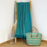 serviette de bain éponge velours unie shady latigo 90x160 cm, 100 % coton, 370 g/m², légère et absorbante, idéale salle de bain, piscine et plage