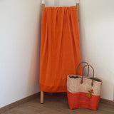 serviette de bain éponge velours unie shady nectarine 90x160 cm, 100 % coton, 370 g/m², légère et absorbante, idéale salle de bain, piscine et plage