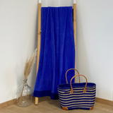 serviette de bain éponge velours unie shady royal 90x160 cm, 100 % coton, 370 g/m², légère et absorbante, idéale salle de bain, piscine et plage