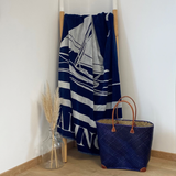 serviette de plage éponge velours jacquard oceanside XL 140x180 cm en coton 400 g/m² douce et absorbante, idéale plage et piscine