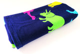 serviette de plage microfibre dino 70x140 cm, 250 g/m², 100 % polyester, légère et peu encombrante, idéale pour les sorties à la piscine ou à la plage pour un adulte ou en famille