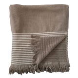 zoom fouta doublée éponge paski taupe taille XL 140x180 cm, 100 % coton, 300 g/m², épaisse et absorbante, idéale pour la plage, piscine ou salle de bain et en paréo.
