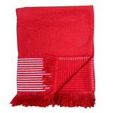 zoom fouta doublée éponge paski rouge 90x170 cm, ou XL 140x180cm 100 % coton 300 g/m², épaisse et absorbante, idéale pour la plage, piscine ou salle de bain et en paréo. 