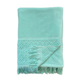 zoom serviette de bain éponge velours unie ciselée Romance aqua 90x170 cm, 100 % coton, 460 g/m², légère et absorbante, idéale salle de bain, piscine et plage